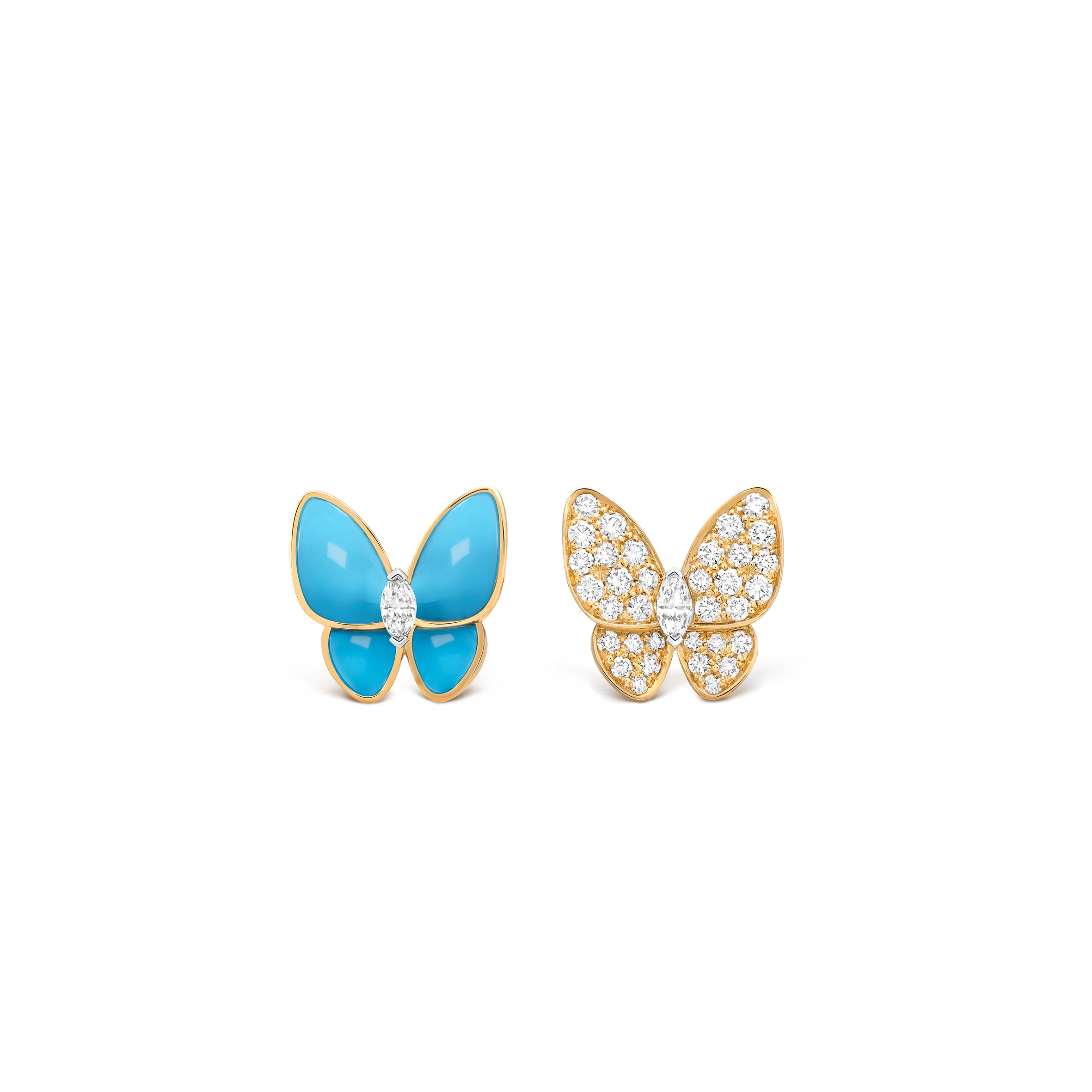 v*n cl*f arpels two butterfly earrings - yellow gold, Di*m*nd, turquoise  vcarp7us00